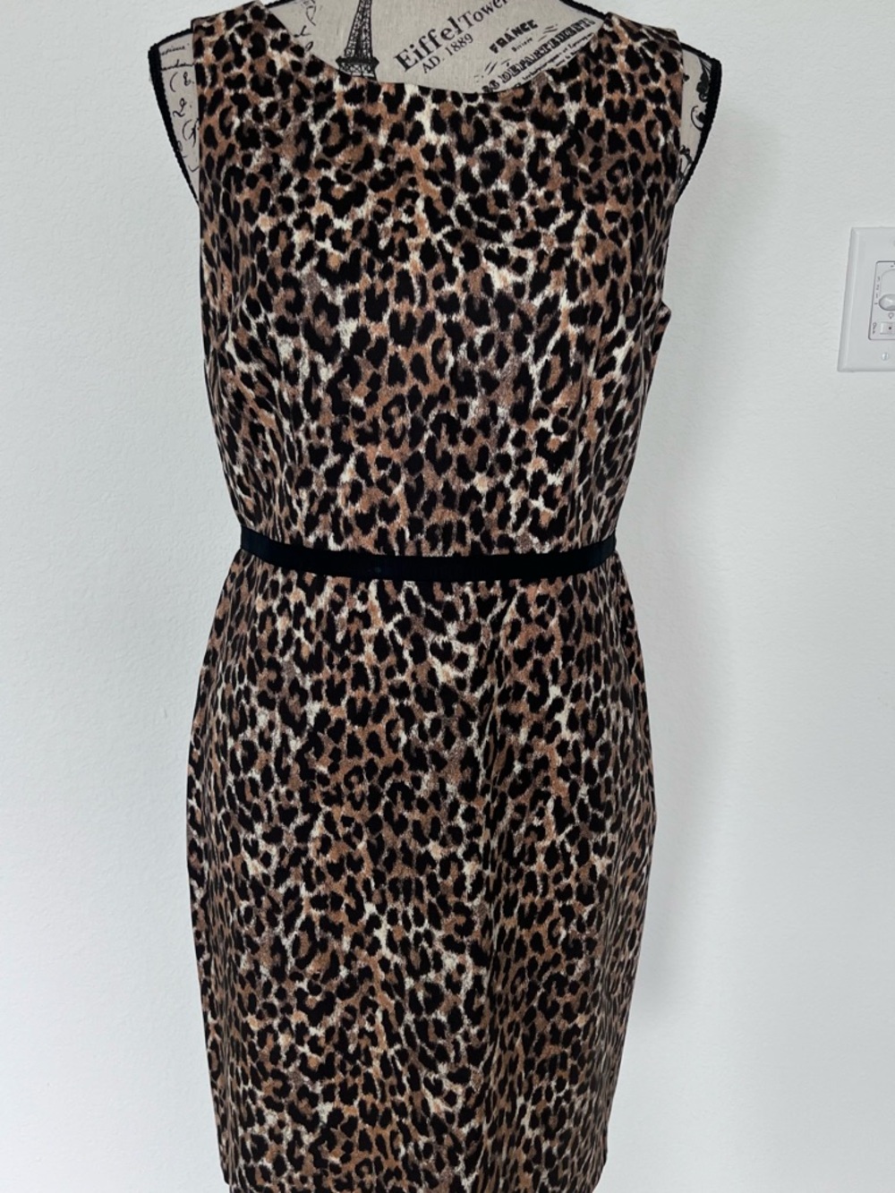 LOFT Leopard Print Sleeveless Midi Dress in Brown and Black Size 8P